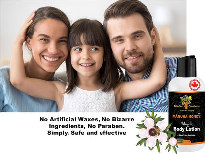 MANUKA PEOPLE Magic Lotion with Raw Manuka Honey 16+ for a long-lasting skin hydration.